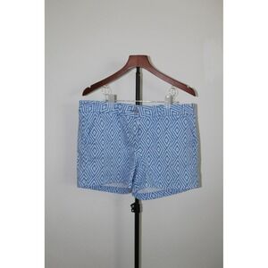 Southern Tide Women's Blue White Geometric Diamond Print Shorts Size 10 Preppy